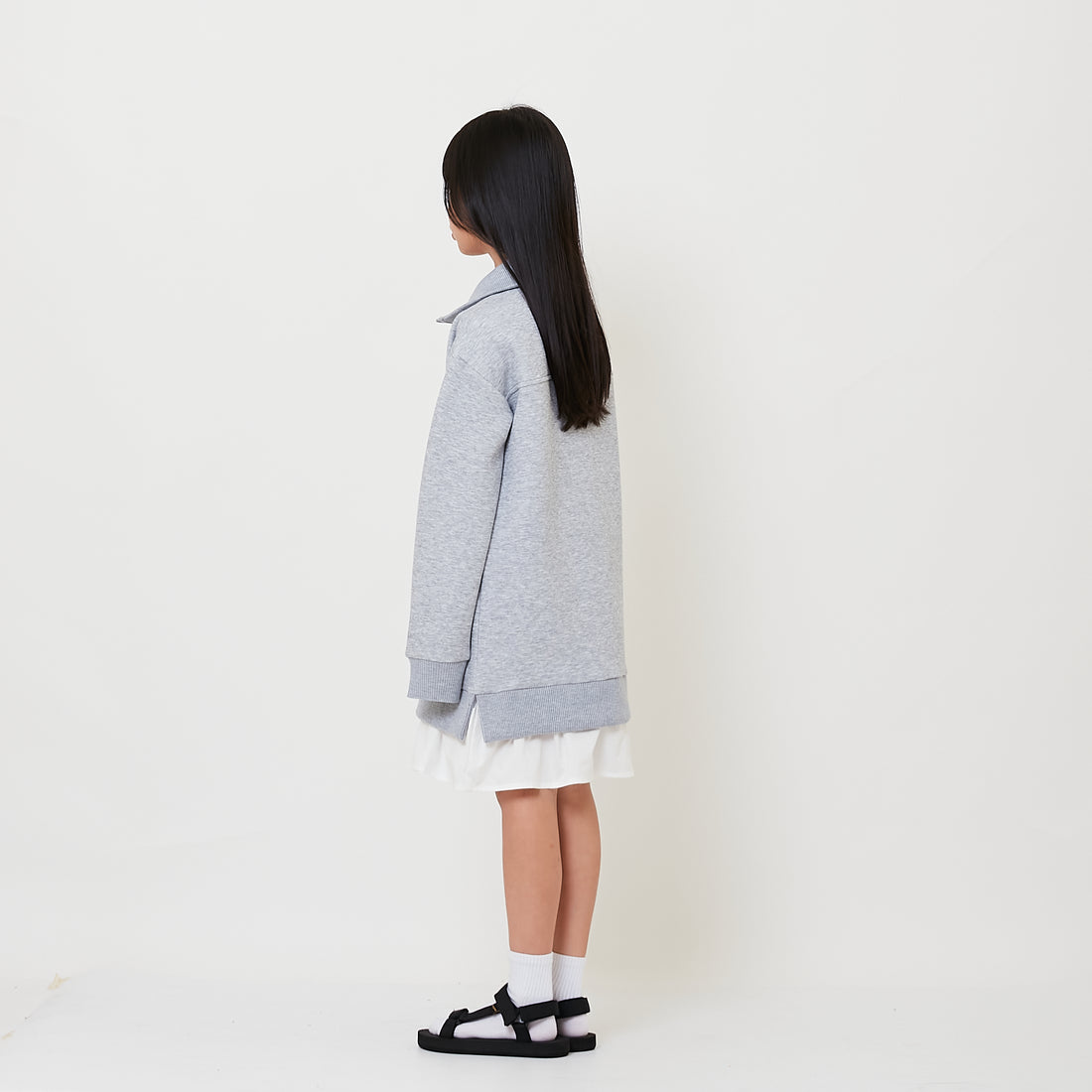 Girl Combined Short Dress - Light Grey - SG2509081A