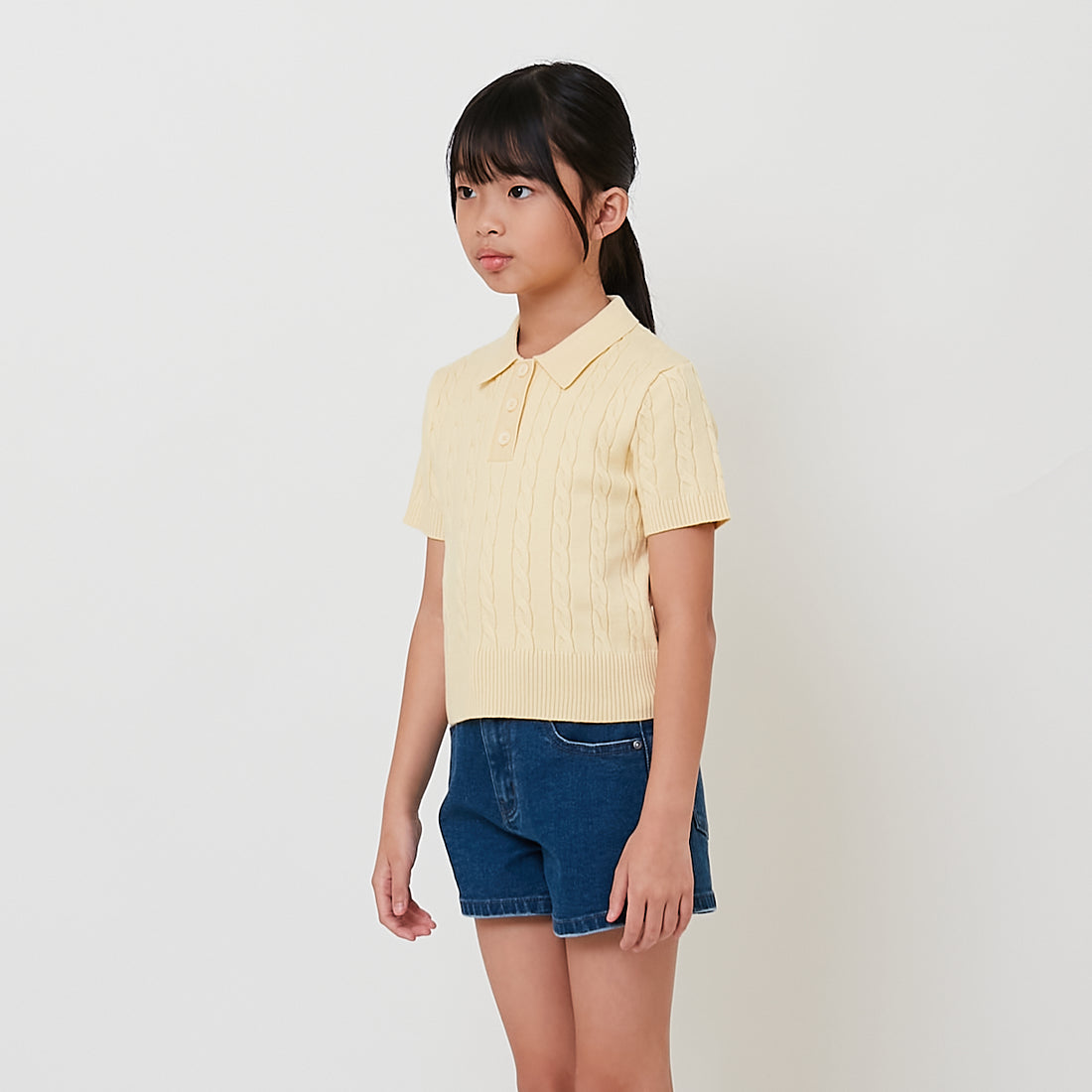 Girl Cable Knit Polo Top - SG2511097