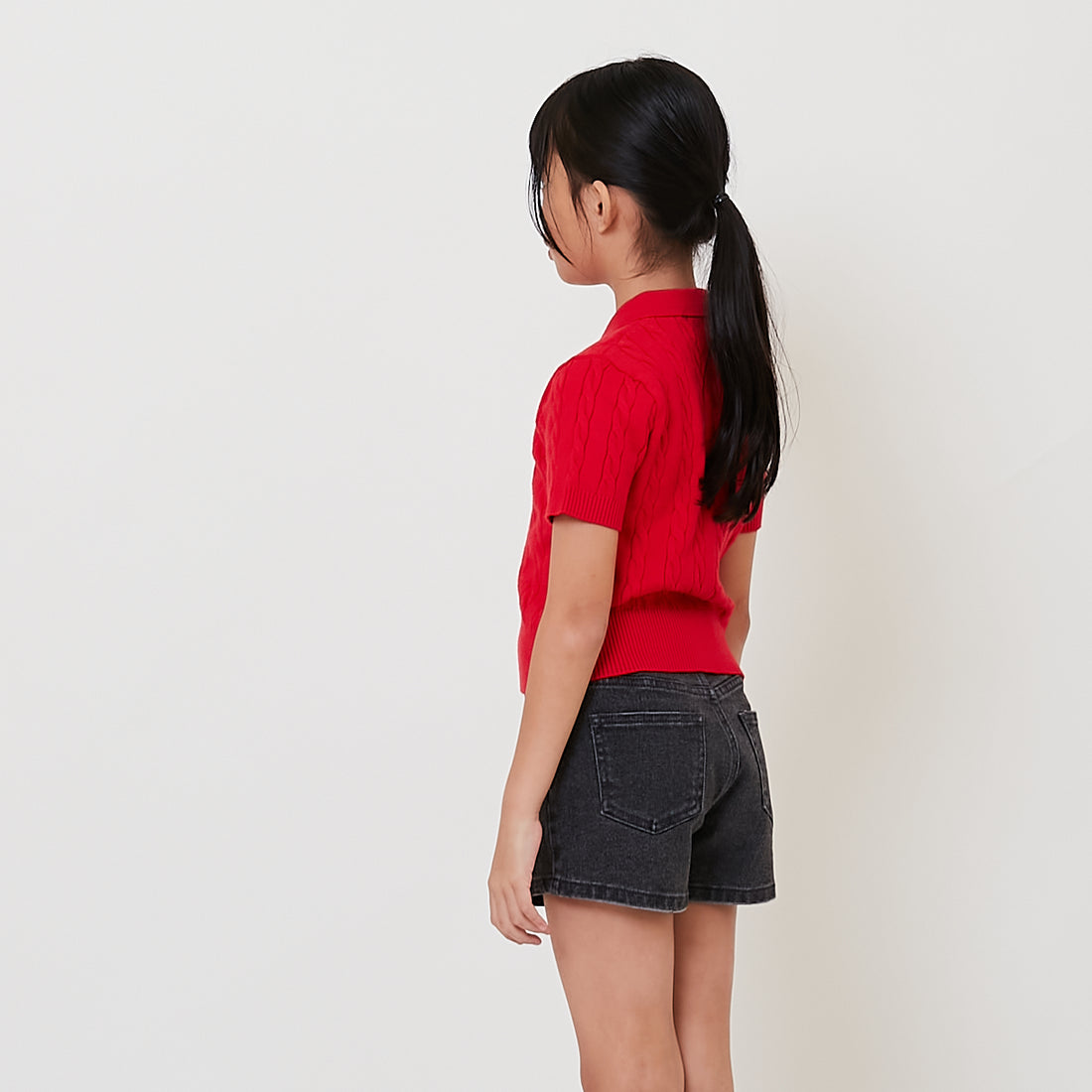 Girl Cable Knit Polo Top - SG2511097