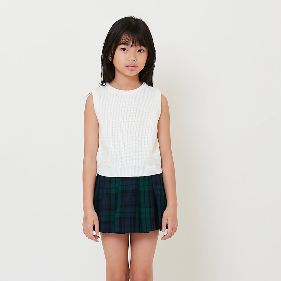 Girl Sequin Knit Tank Top - Off White - SG2511098A