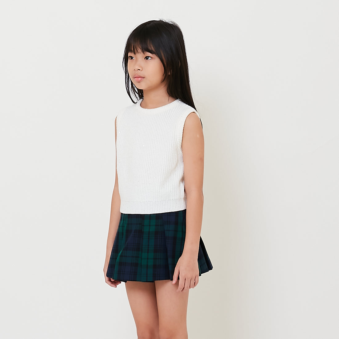 Girl Sequin Knit Tank Top - Off White - SG2511098A