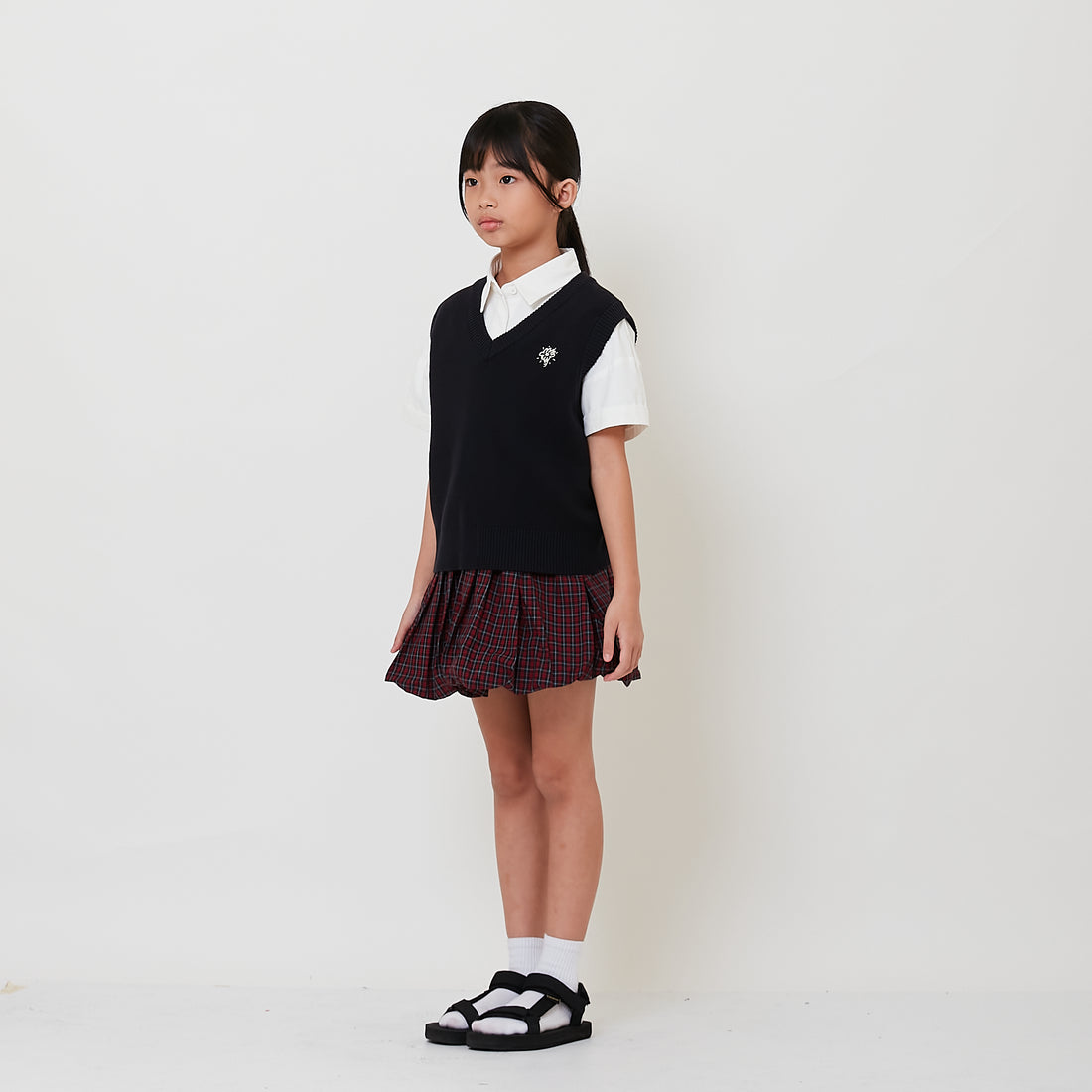 Girl Checkered Bubble Skirt - Red - SG2511105A