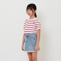 Girl Striped Embroidery Knit Top - SG2512116