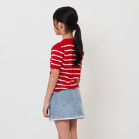 Girl Striped Embroidery Knit Top - SG2512116