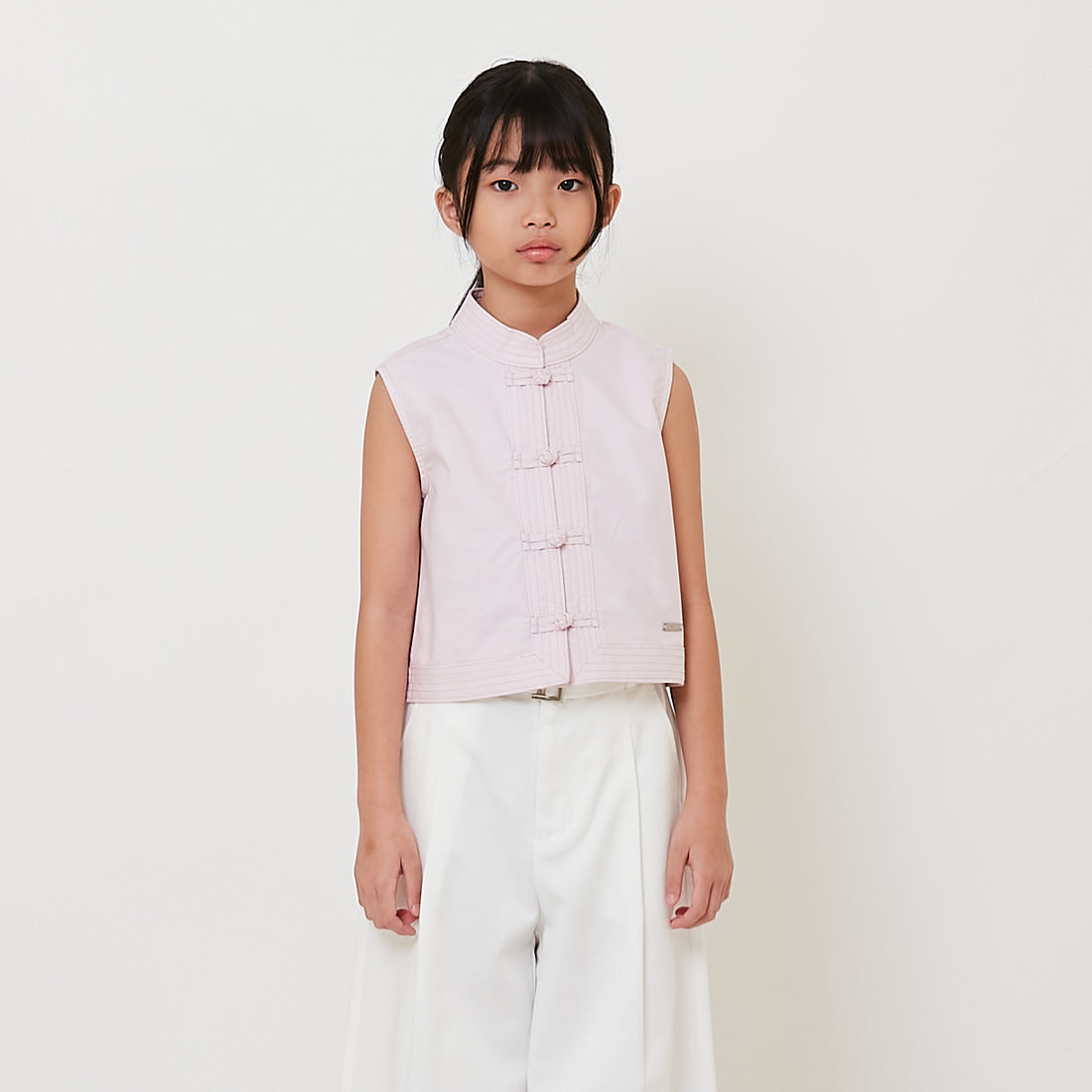 Girl Mandarin Collar Blouse - Light Pink - SG2512126A