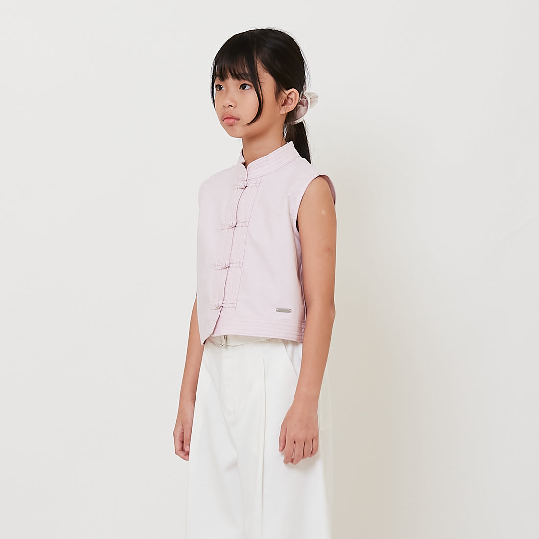 Girl Mandarin Collar Blouse - Light Pink - SG2512126A