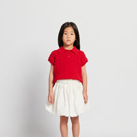 Girl Cable Knit Polo Top - Red - SG2512128A