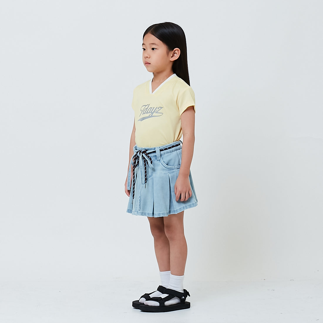Girl Pleated Denim Skirt - Light Blue - SG2601010A