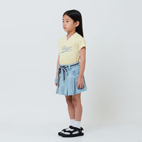 Girl Pleated Denim Skirt - Light Blue - SG2601010A