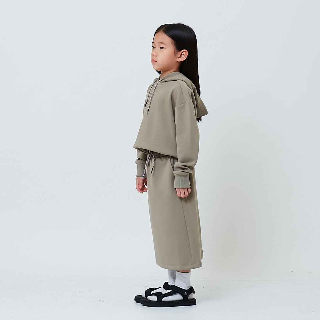 Girl Combined Long Midi Skirt - Green - SG2602020A