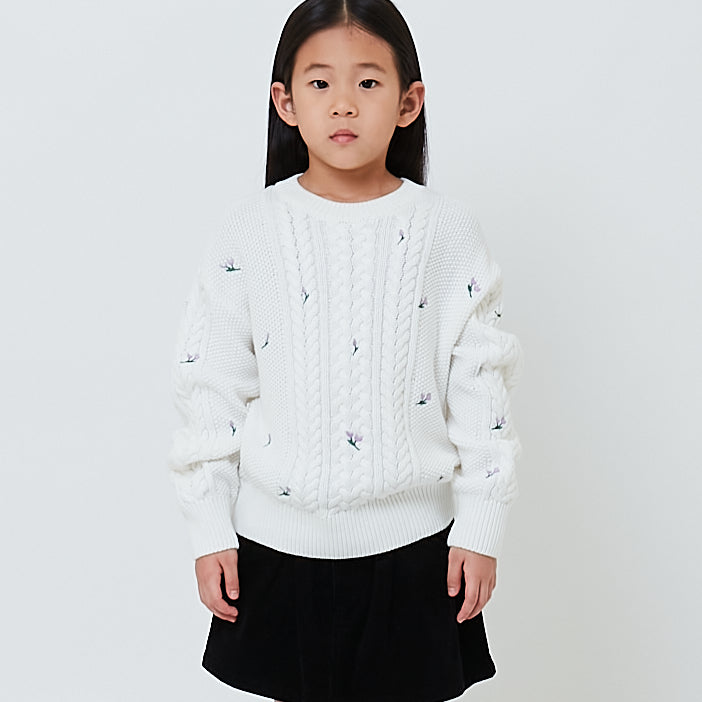 Girl Cable Knit Sweater - Off White - SG2602026A