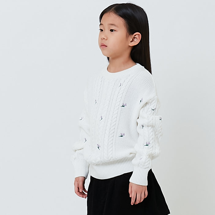 Girl Cable Knit Sweater - Off White - SG2602026A