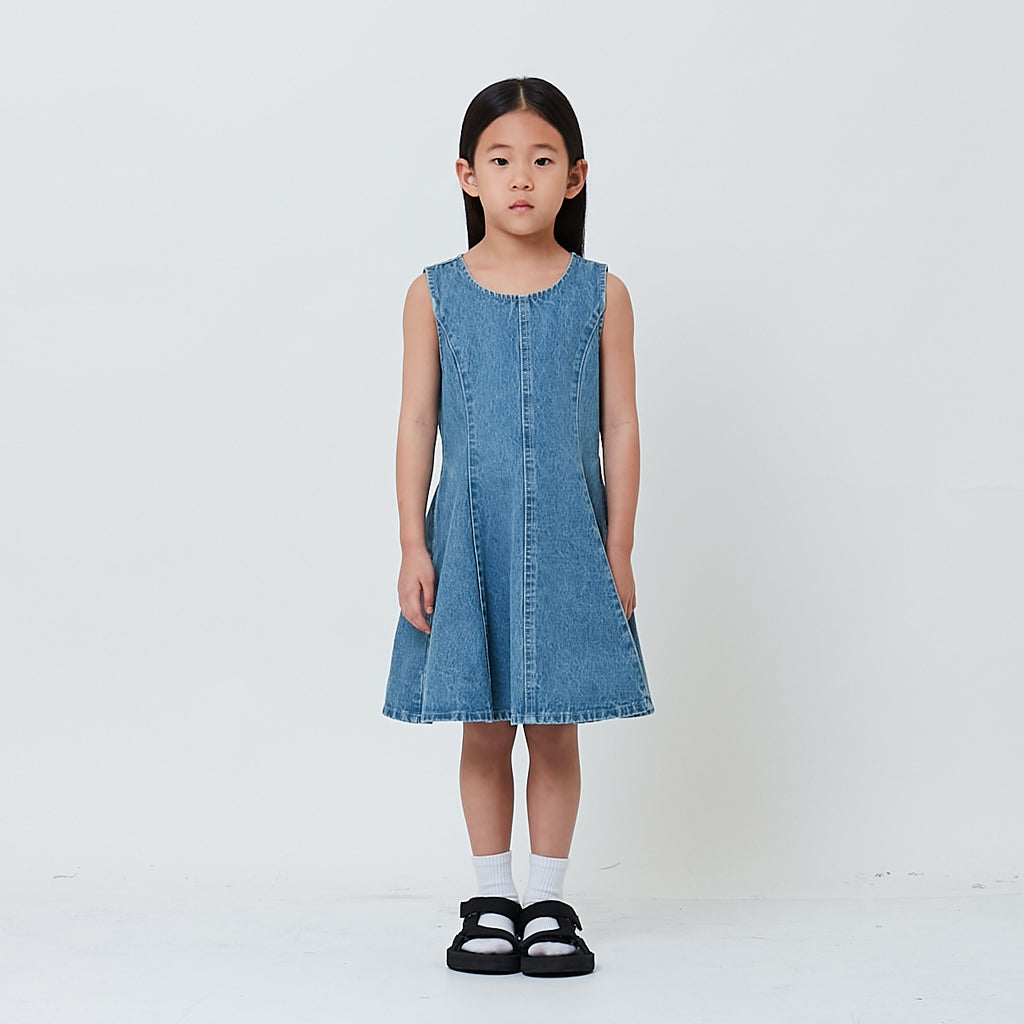 Girl Denim Short Dress - Light Blue - SG2603034A