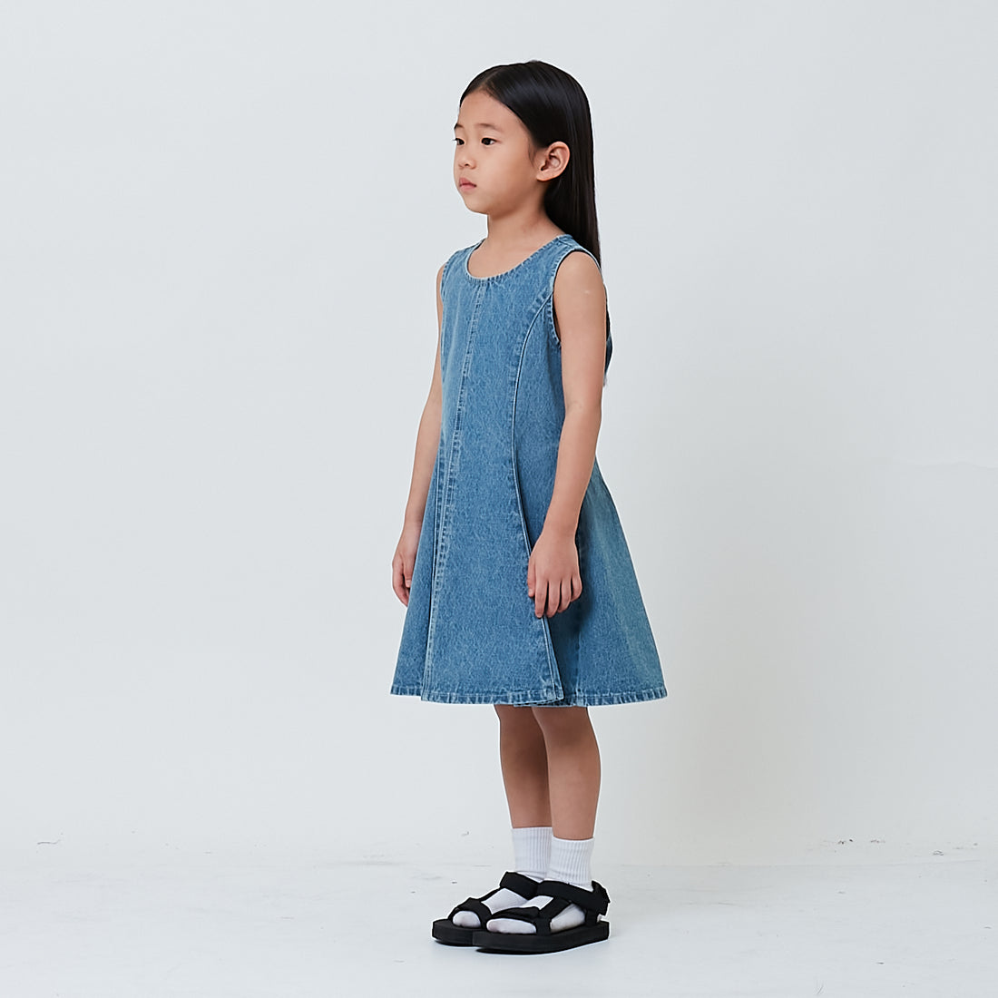 Girl Denim Short Dress - Light Blue - SG2603034A
