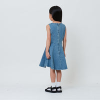 Girl Denim Short Dress - Light Blue - SG2603034A