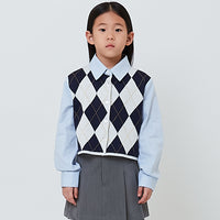Girl 2-in-1 Yarn Knit Shirt - Navy - SG2603036A