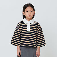 Girl Striped Cropped Top - Navy - SG2603037A