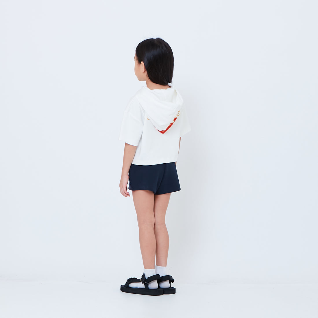 Girl Embroidery Terry Hoodie - Off White - SG2604045A