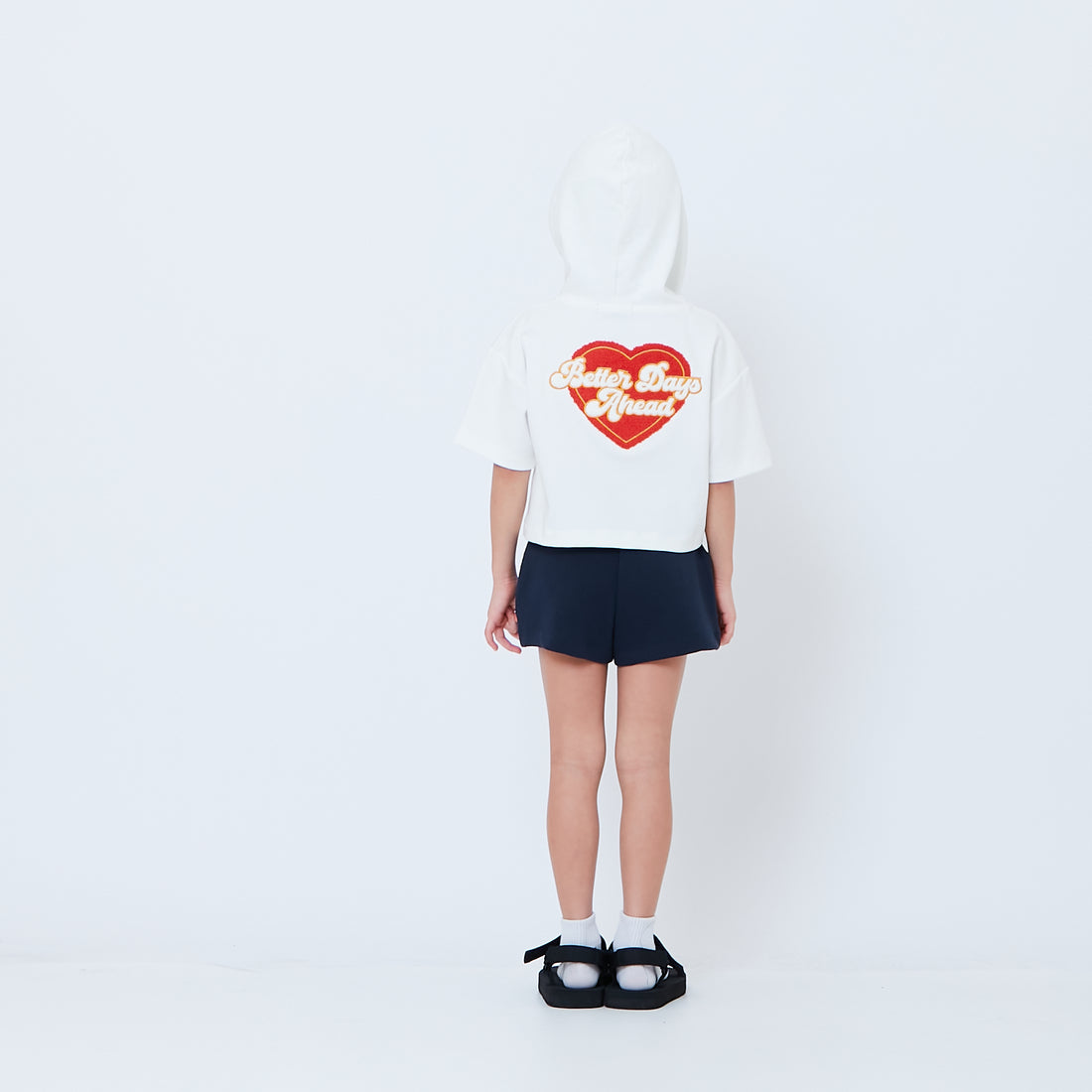 Girl Embroidery Terry Hoodie - Off White - SG2604045A