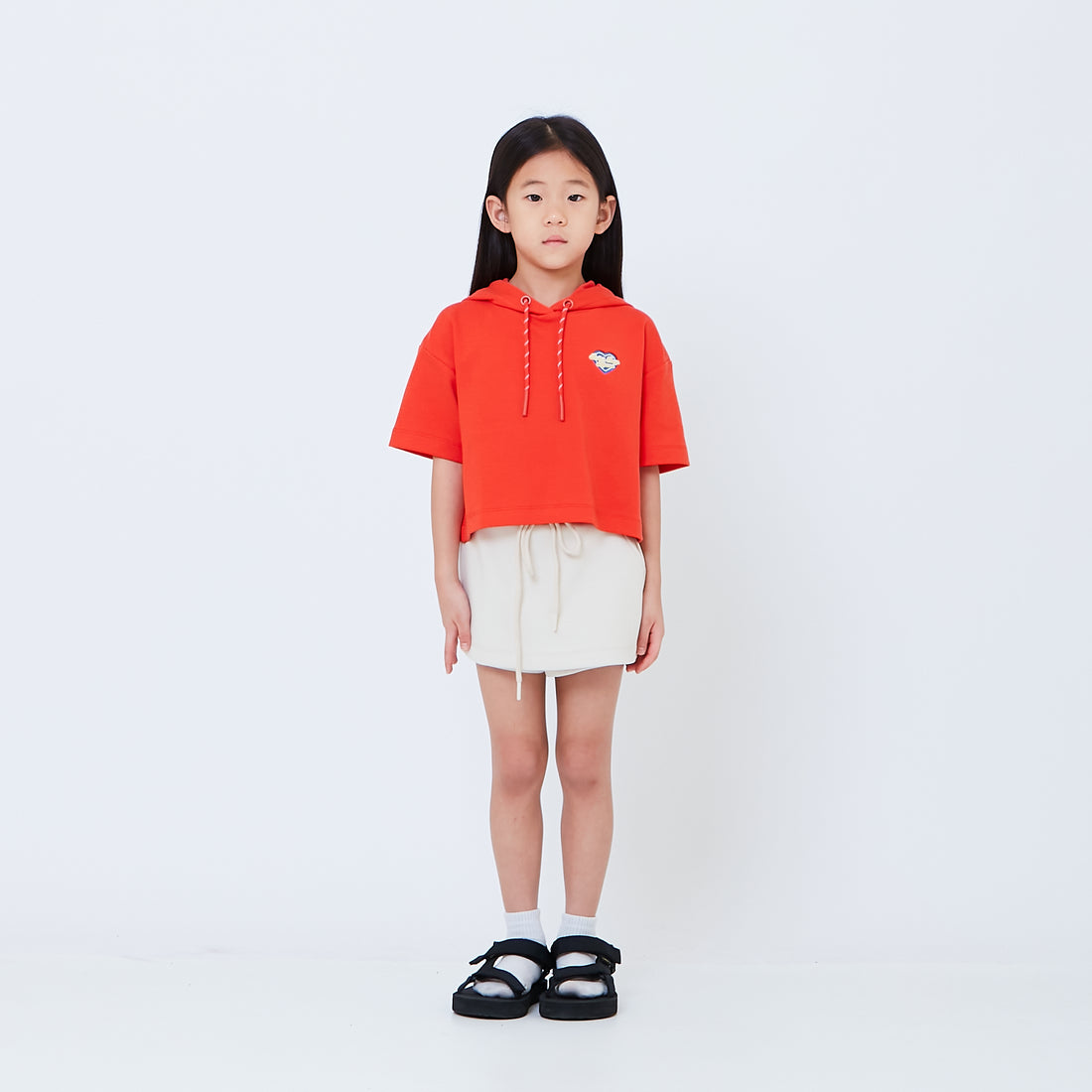 Girl Embroidery Terry Hoodie - Orange - SG2604045B