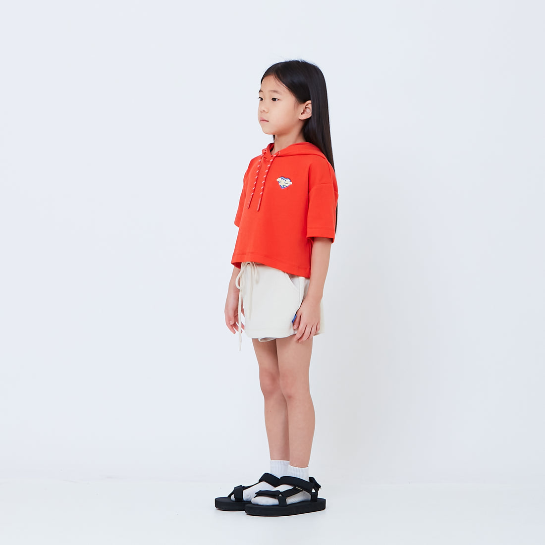 Girl Embroidery Terry Hoodie - Orange - SG2604045B