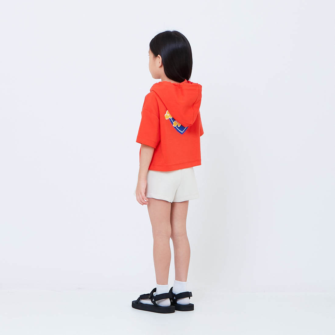 Girl Embroidery Terry Hoodie - Orange - SG2604045B