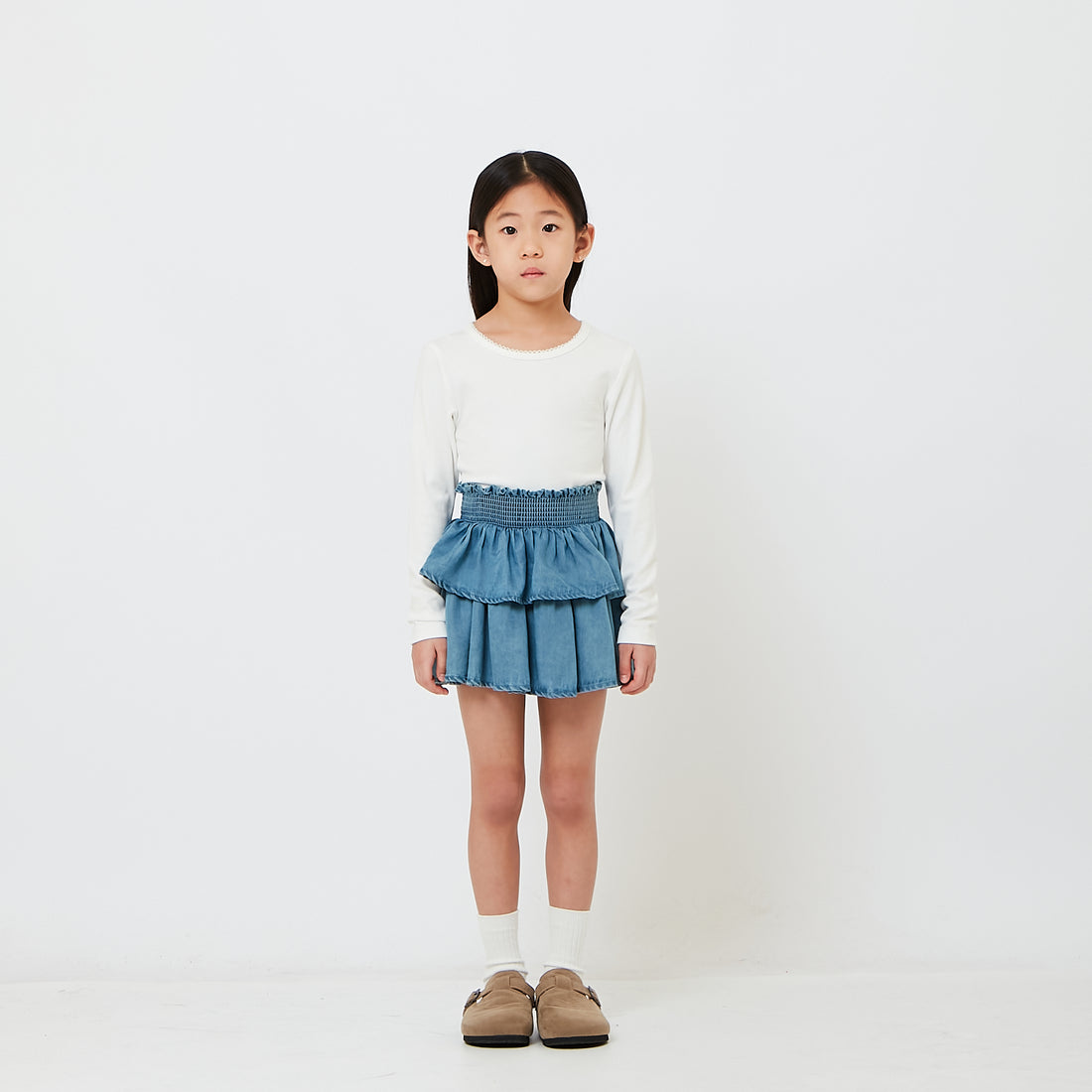 Girl 2 Tiered Short Skirt - Navy - SG2607052A