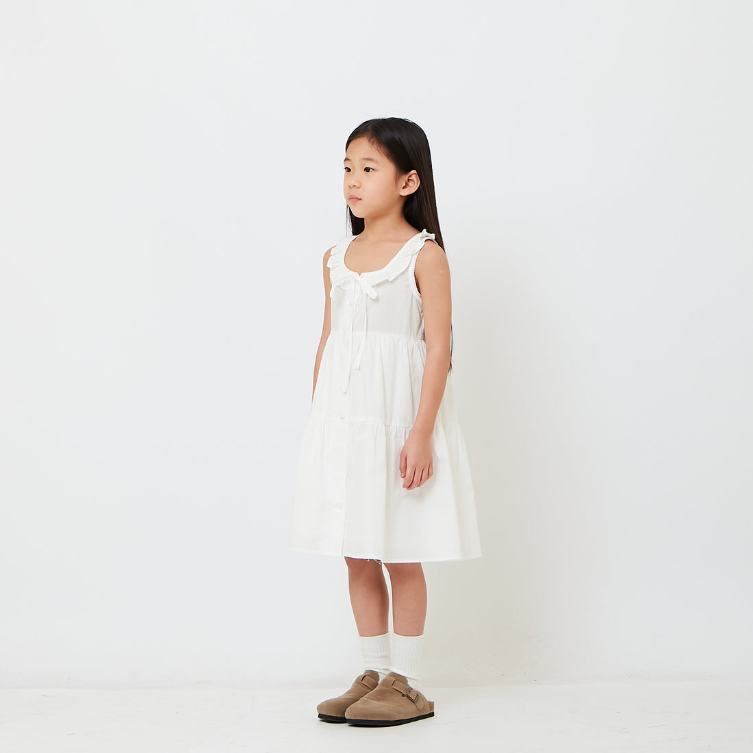 Girl Ruffle Tiered Dress - Off White - SG2608058A