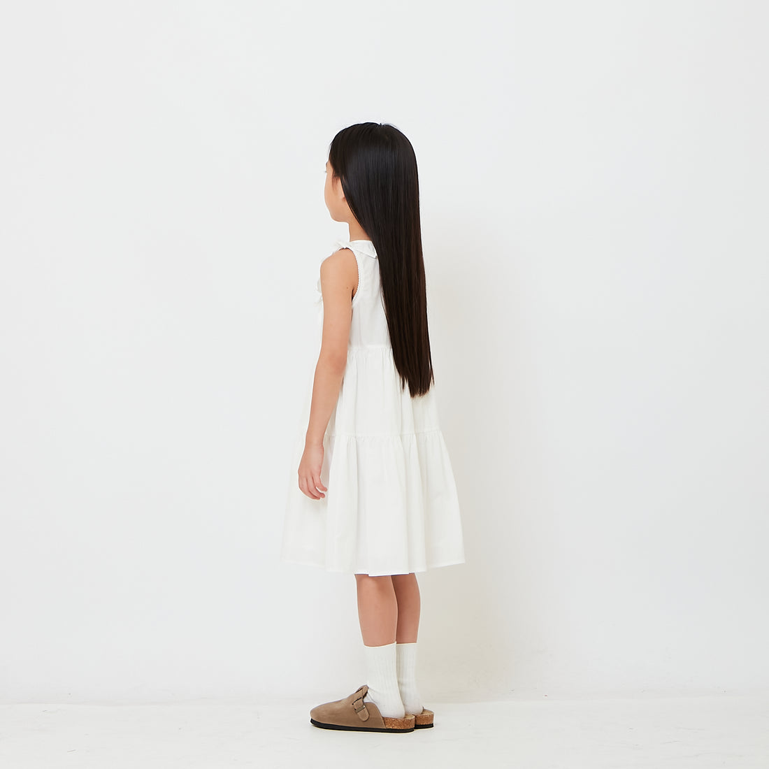 Girl Ruffle Tiered Dress - Off White - SG2608058A