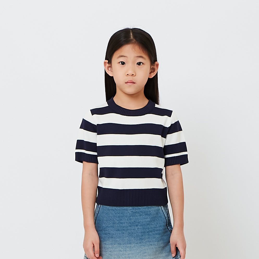 Girl Striped Knit Cropped Top - SG2608061