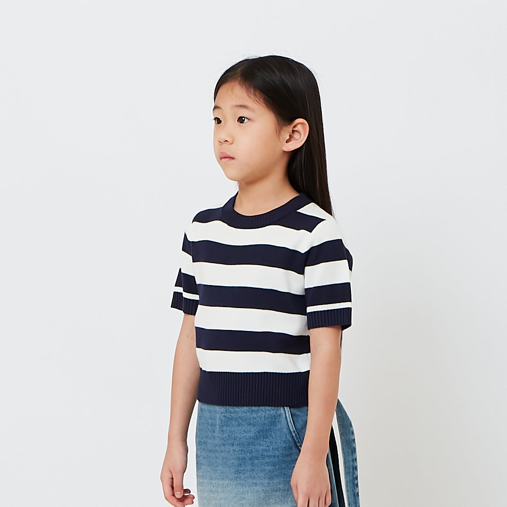Girl Striped Knit Cropped Top - SG2608061