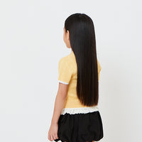 Girl Cropped Cable Knit Top with Ruffles - SG2608063