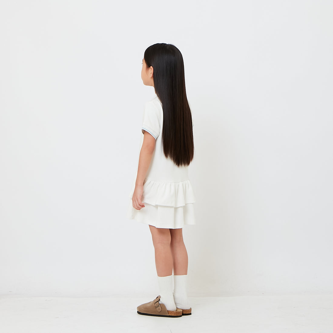 Girl Double Layered Ruffle Polo Dress - SG2608064