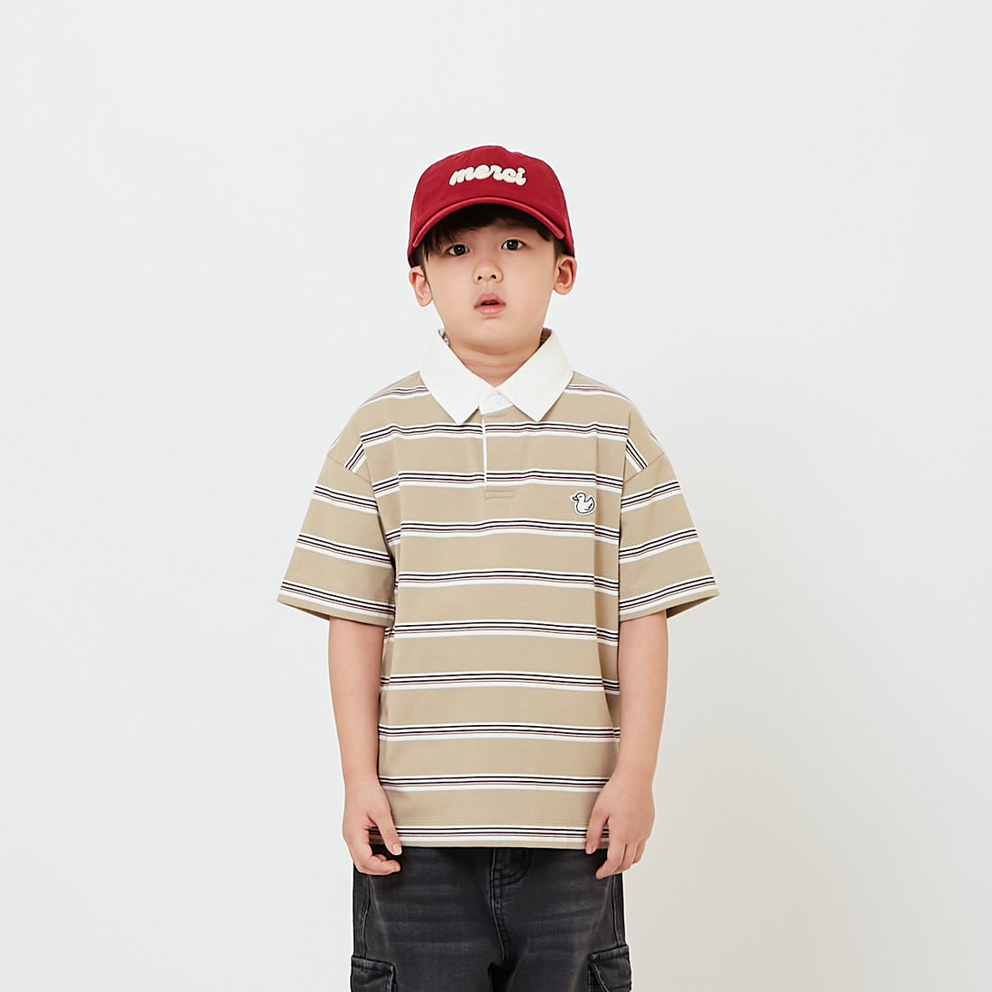 Boy Oversized Stripe Polo Tee - SK2608007