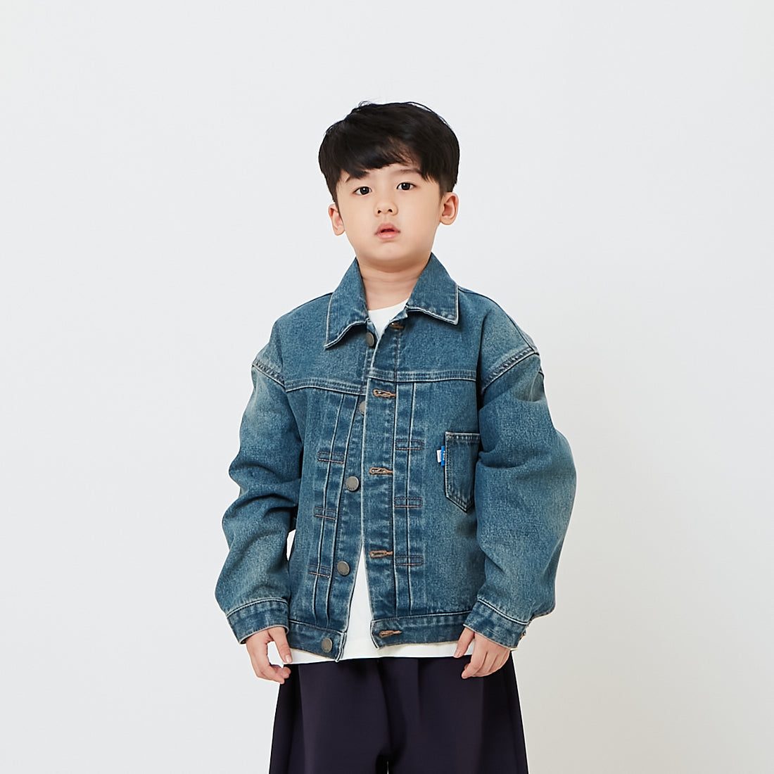 Kids Embroidery Denim Oversized Jacket - Light Blue - SK2609010A