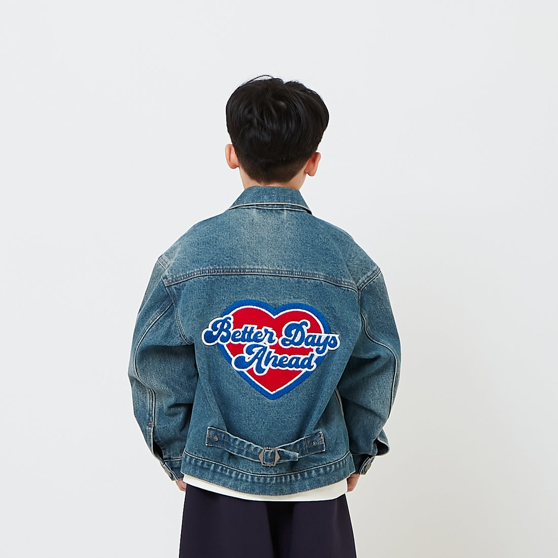 Kids Embroidery Denim Oversized Jacket - Light Blue - SK2609010A