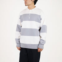 Men Oversized Polo Sweater - Light Grey - SM2303024C