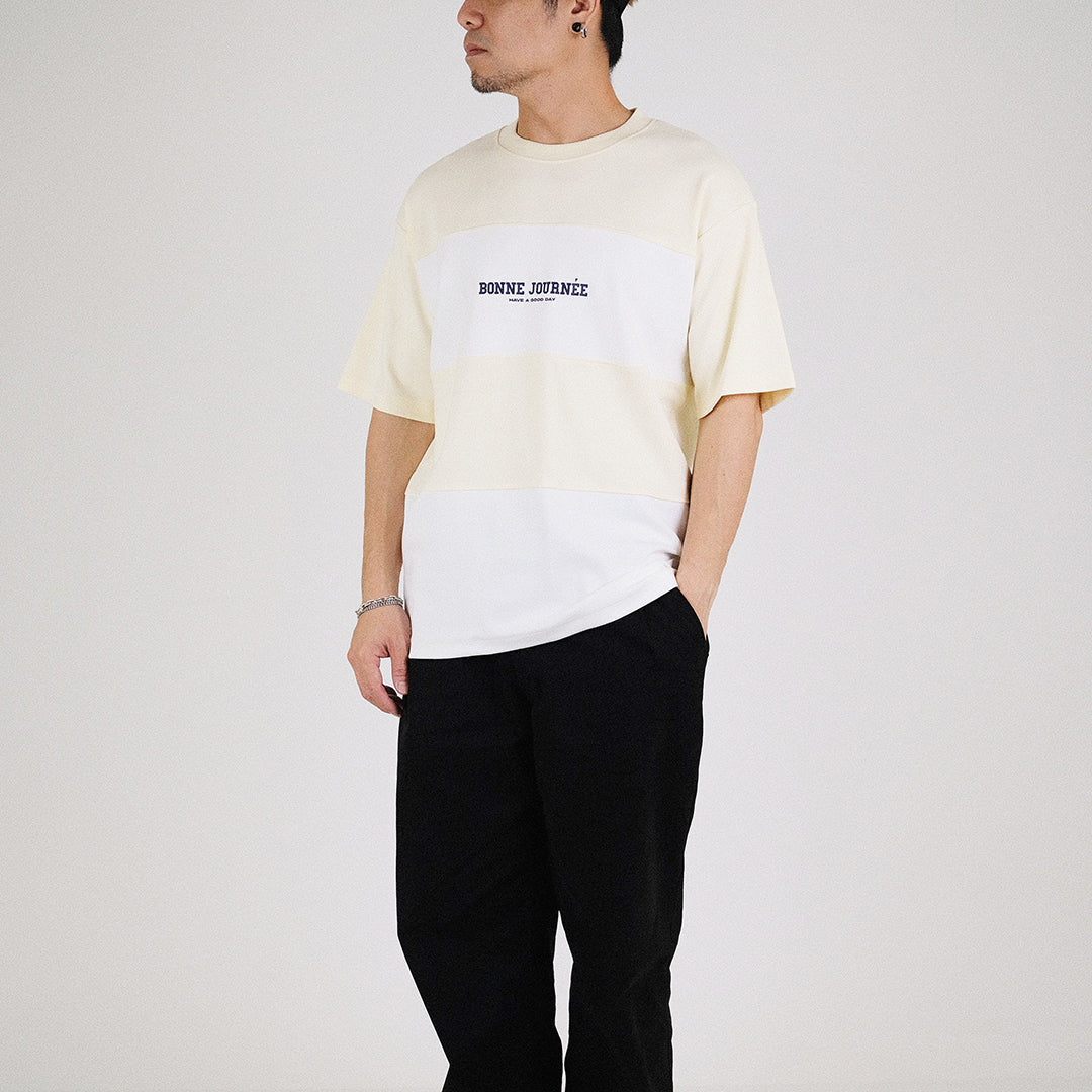 Men Oversized Colour Block Tee - Yellow - SM2303085A