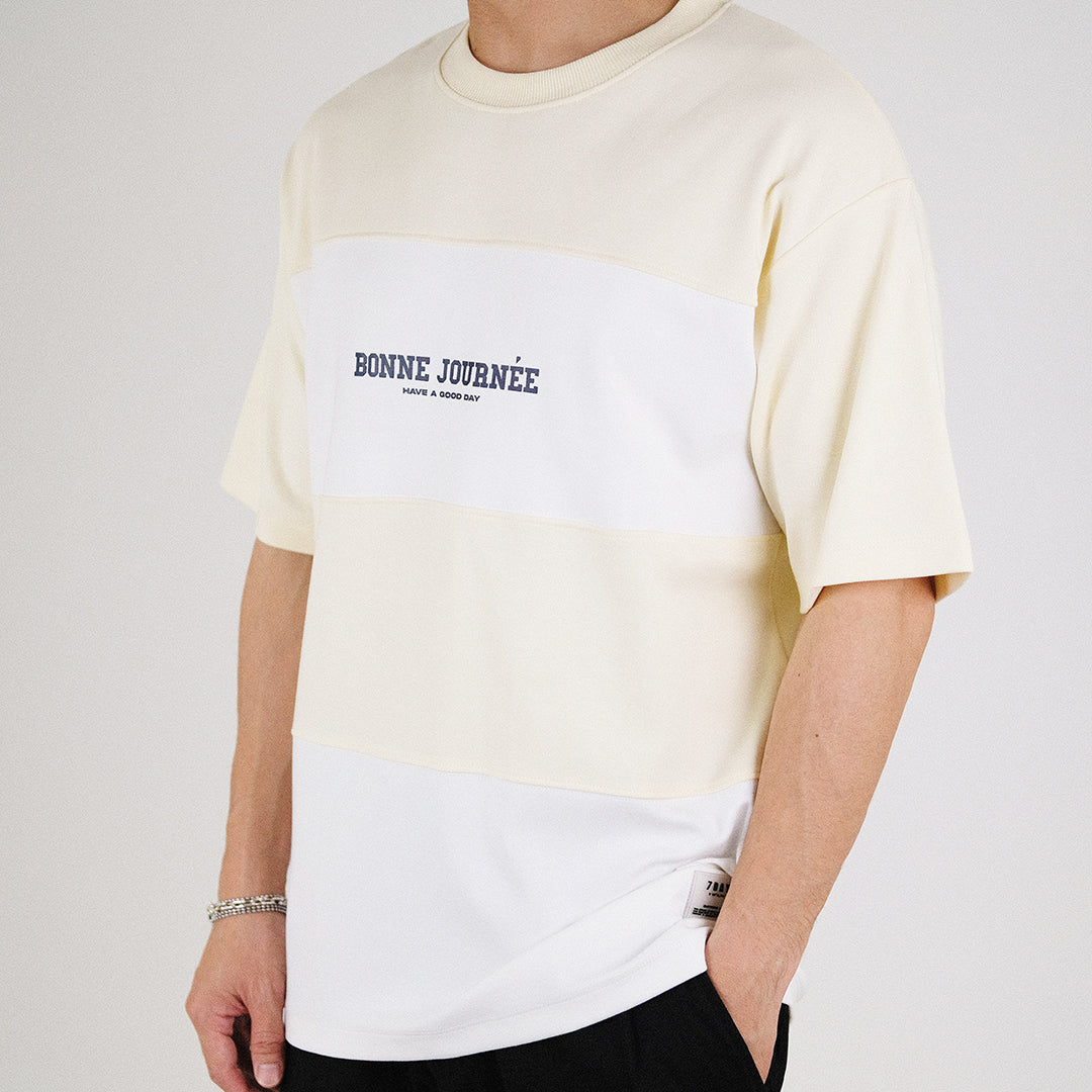 Men Oversized Colour Block Tee - Yellow - SM2303085A