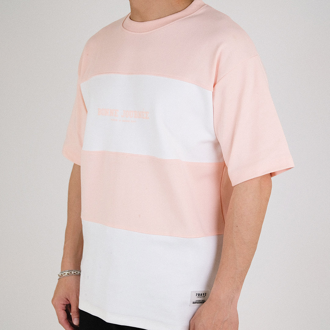 Men Oversized Colour Block Tee - Pink - SM2303085B