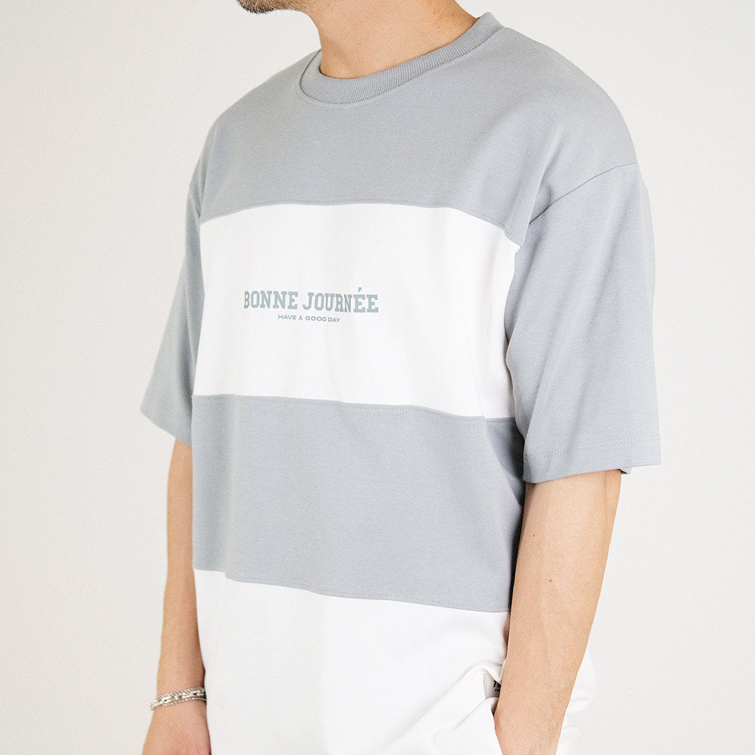 Men Oversized Colour Block Tee - Green - SM2303085D
