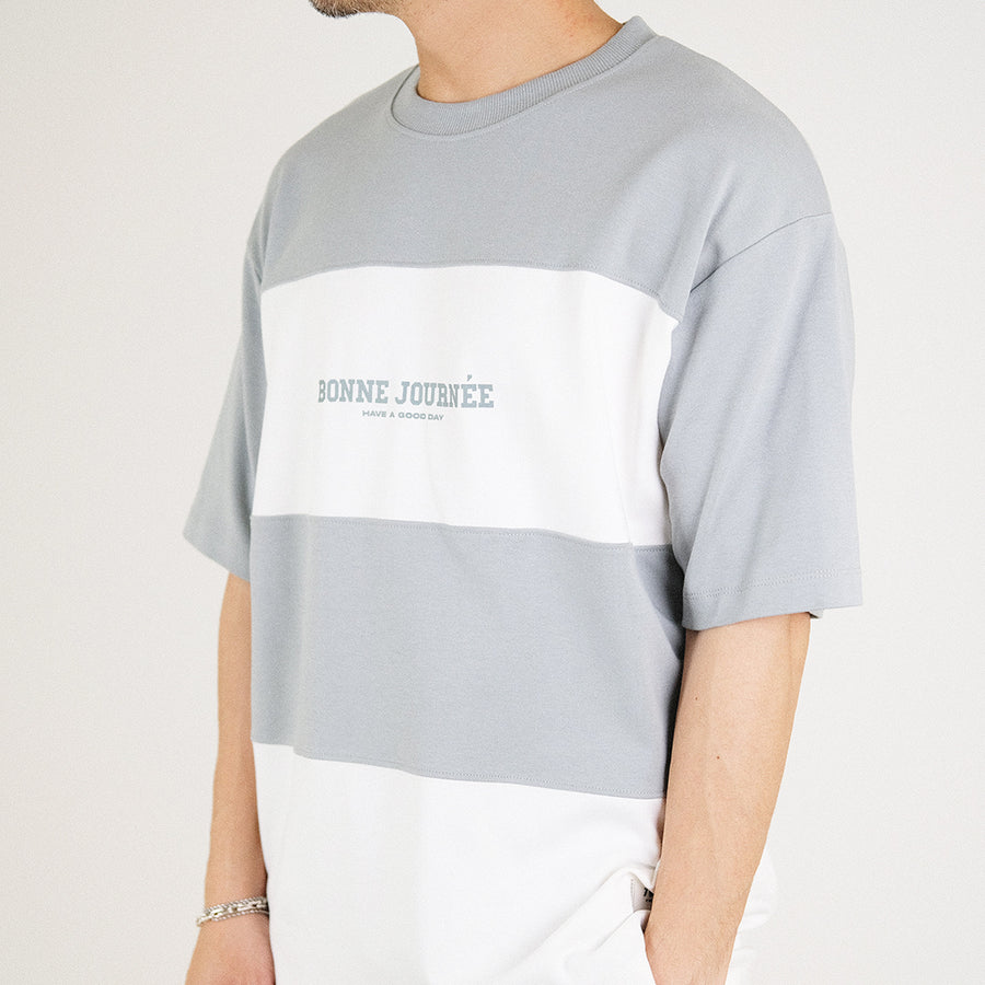 Men Oversized Colour Block Tee - Green - SM2303085D