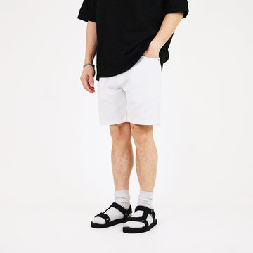 Men Slim Fit Denim Shorts With Belt - Off White - SM2306088A