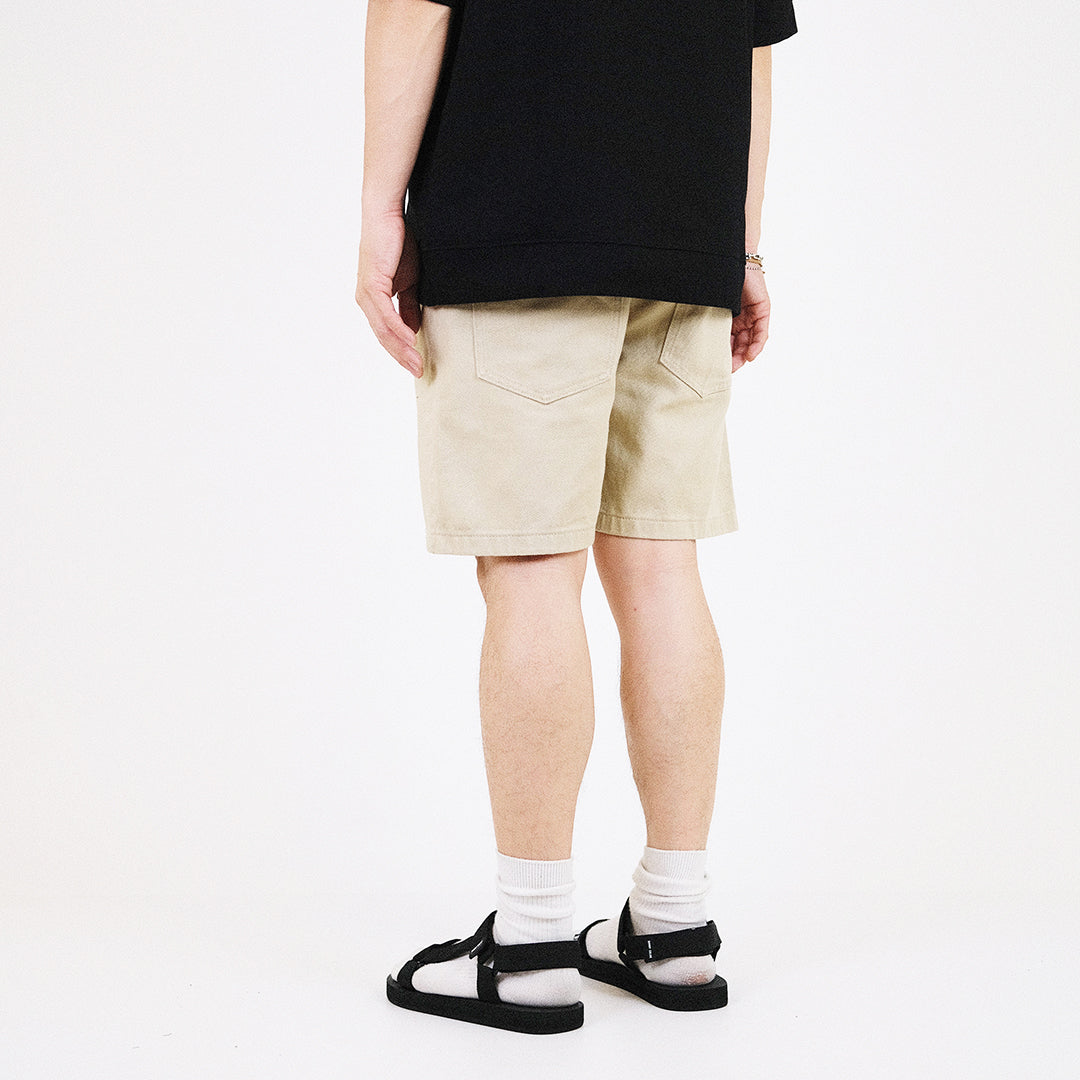 Men Slim Fit Denim Shorts With Belt - Khaki - SM2306088B
