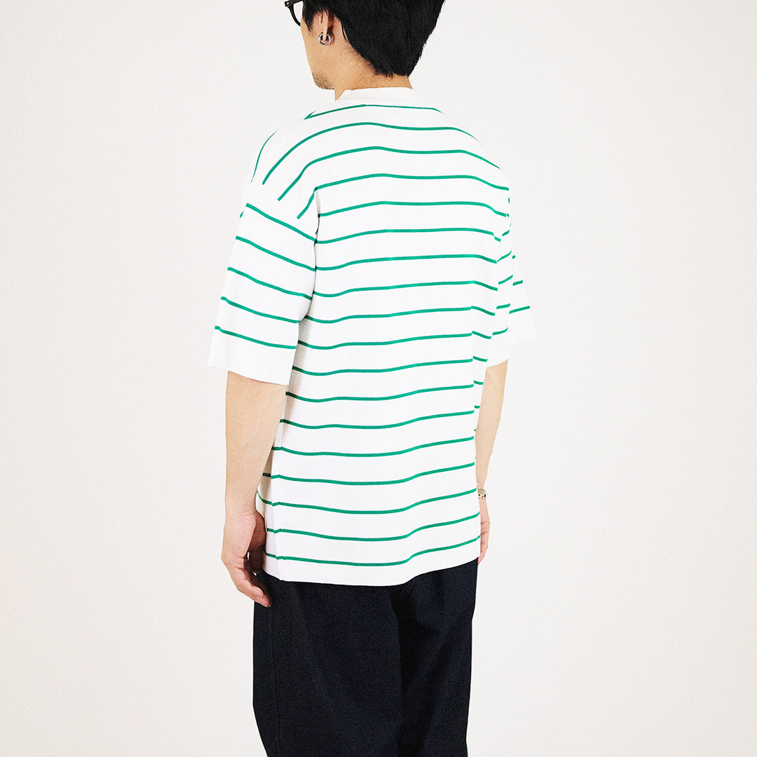 Men Oversized Stripe Sweater - Green - SM2307092A