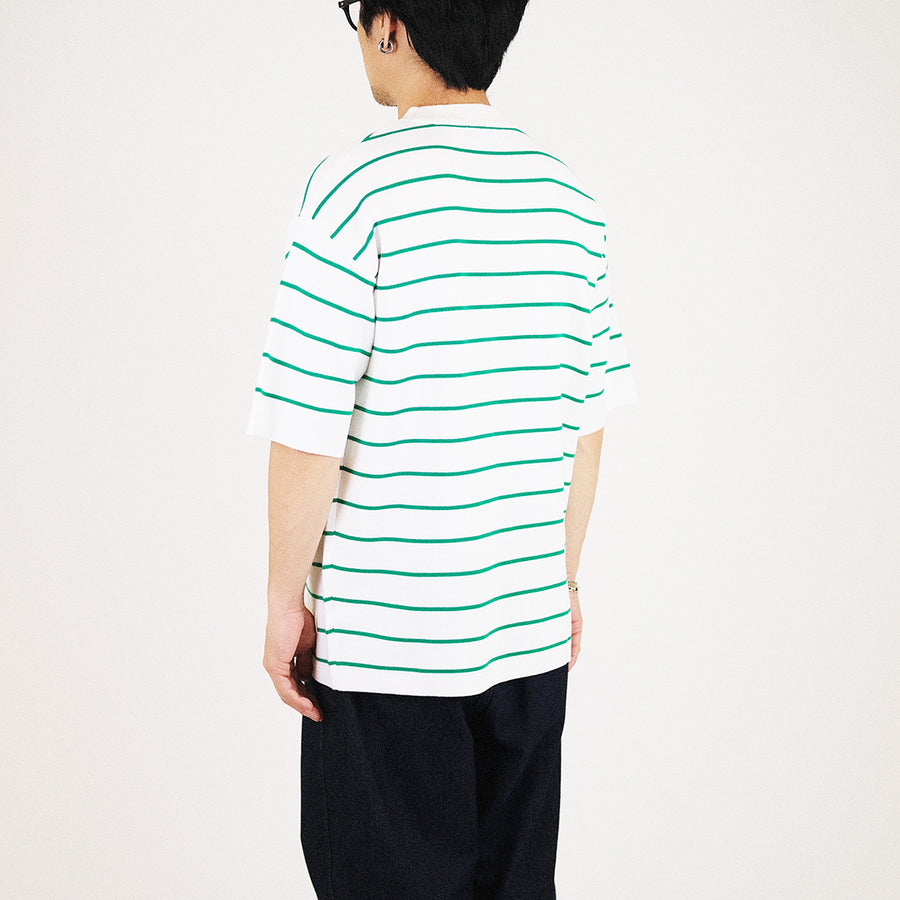 Men Oversized Stripe Sweater - Green - SM2307092A