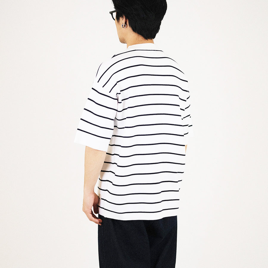 Men Oversized Stripe Sweater - Navy - SM2307092B