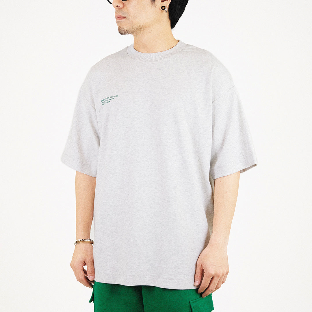 Men Printed Oversized Tee - Melange Grey - SM2307093C