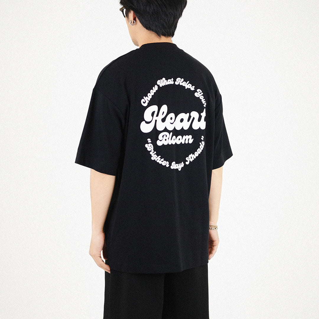 Men Printed Oversized Tee - Black - SM2307093D