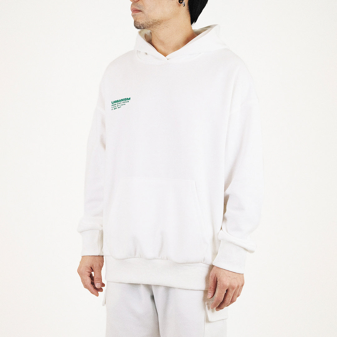 Men Printed Oversized Hoodie - Off White - SM2307095A